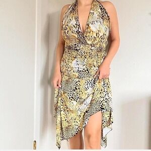 Basix‎ Vintage Y2k Leopard Print Halter Dress Size Medium